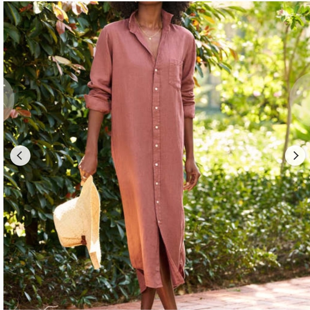 Grayson The Hero Midi Linen Button-Down Shirt Dress size 5 Frank & Eileen